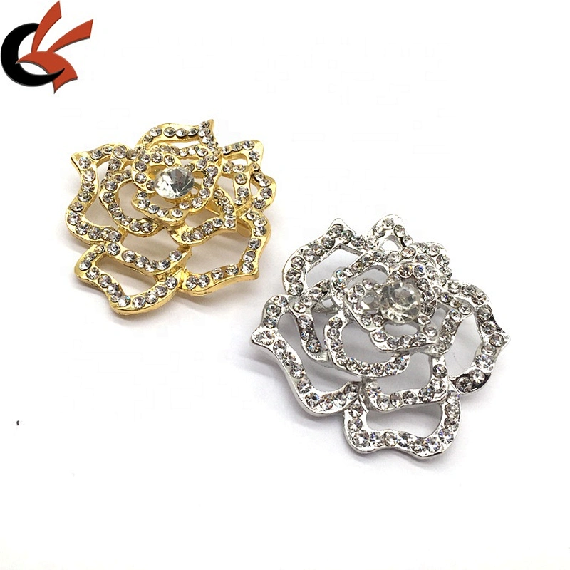 High quality fashion flower design women garment decoration metal rhinestone crystal brooch pin