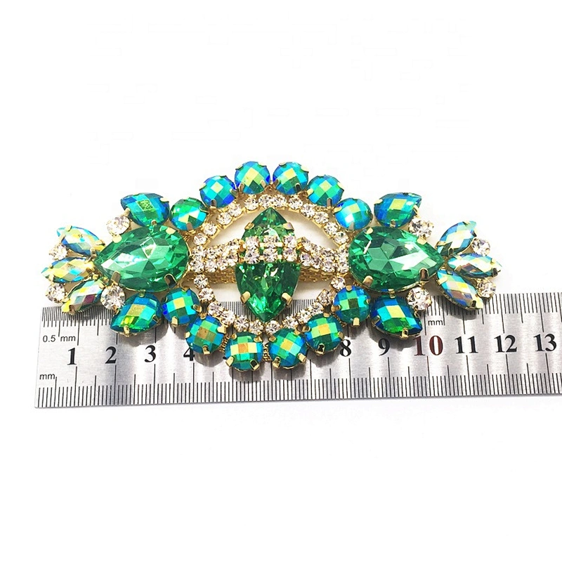 Wholesale fashion rhinestone resin applique trim flatback green series lace applique