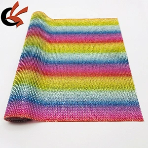 24*40cm gradual change colors glass rhinestone hot fix mesh iron on Strass sheet
