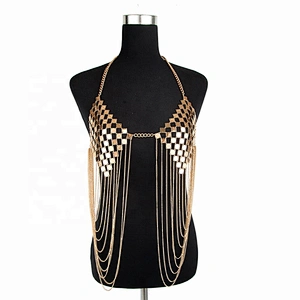 New Product Hot Selling Sequin Metal Bra Clothing Chain Long Tassel Layered Sexy Slave Body Bikini Chain