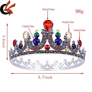 Vintage Baroque Queen Princess Diana Ranee Colours Crystal jewelry Diadem Crown For Bridal Hair Accessories