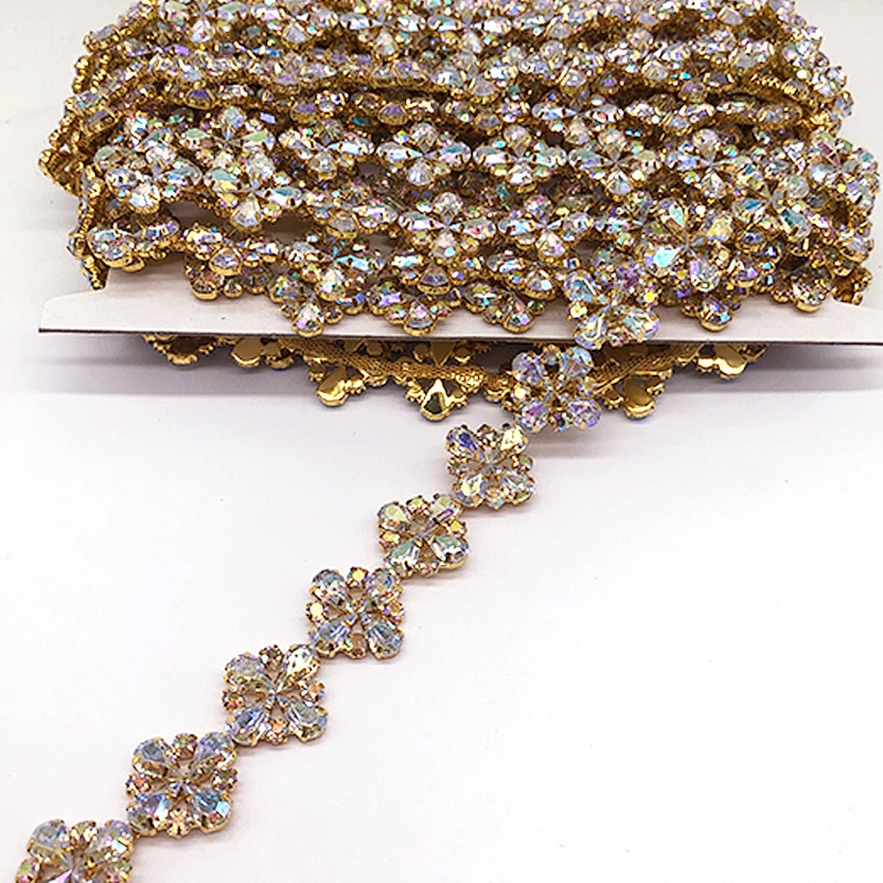 Cheap price Factory gold rhinestone trimming for hair accessories