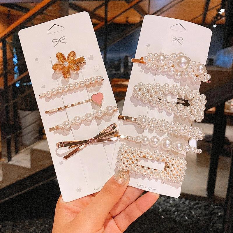 Instagram Fashion Pearl plastic beads Hair Clip Set for Women Girls Hair Accessories