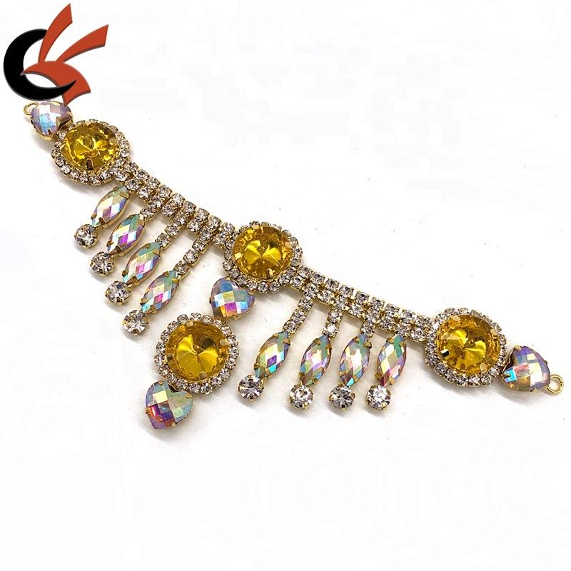 luxurious Yellow AB Gold Rhinestone Swimsuit Connector for sexy girls