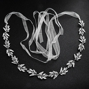Wedding dress Luxury custom crystal rhinestone appliques ribbon belt