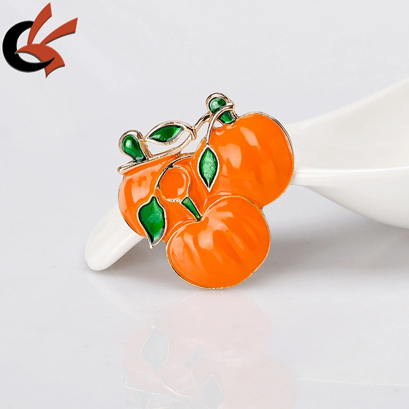 Halloween Pumpkin Brooch New Alloy Green Leaves Orange Enamel brooch pin