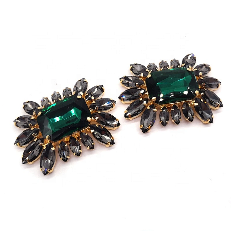 high quality 5*4.5cm  green rhinestone shoe clip for shoe decoration