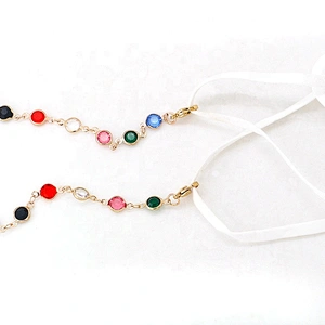 colorful acrylic rhinestone metal eyewear chain sunglasses lanyards face masking lanyard