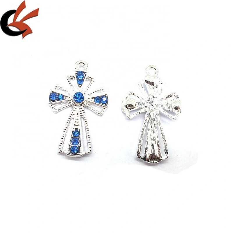 Custom Cross Design Crystal Boy & Girls Rhinestone Button For Garment Accessories Necklace Pendant Buckle
