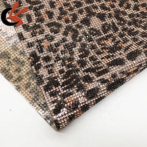 SS6 2mm Leopard print Full Glass Crystal Hotfix Rhinestone Mesh Applique transfer sheet