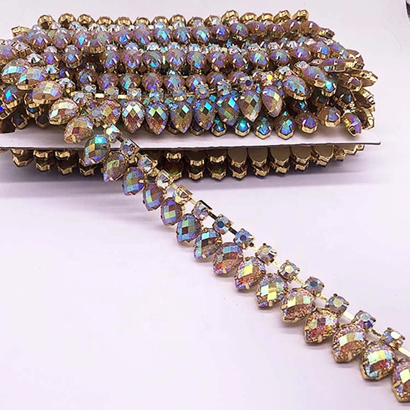Glitter Crystal Rhinestone Chain Trim metal trim for Sewing Crafts DIY Decoration