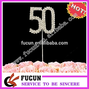 sparkling  funny crystal 30 ages birthday  cake topper with rhinestones