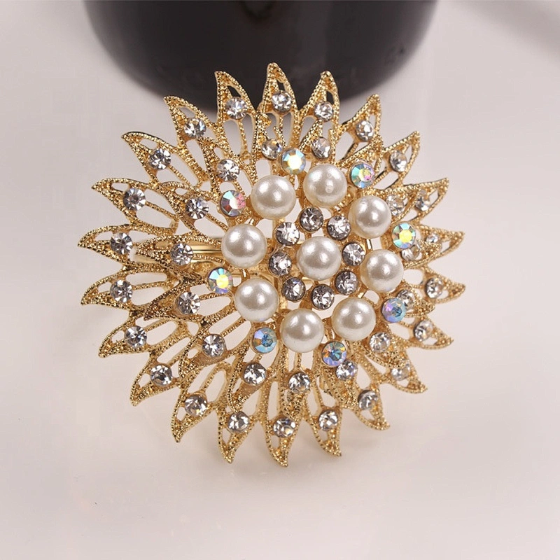 hot selling wedding table decoration crystal jewelry rhinestone gold silver plated napkin ring