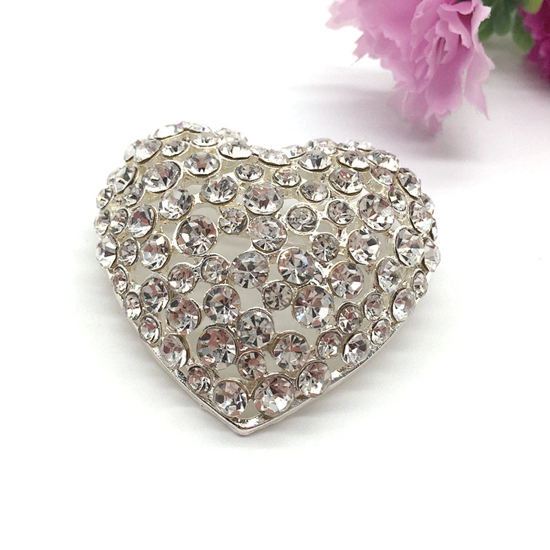 China manufacturer Wholesale Valentine Bridal Diamante Heart Shaped Crystal Brooch Pin
