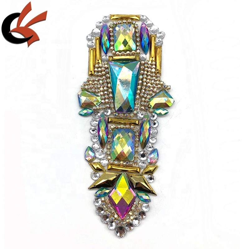 Wholesale Carnival colors crystal rhinestone iron on patch appliques