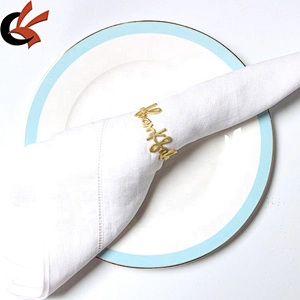 New Fashion 2021 Custom Alloy Metal First Alphabet Letter Gold And Silver Napkin Ring For Thanksgiving