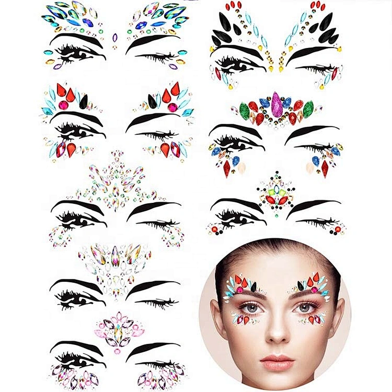 Custom DIY Design Tattoo Craft Body Jewels Stickers Eye Jewels Face Crystal Sticker