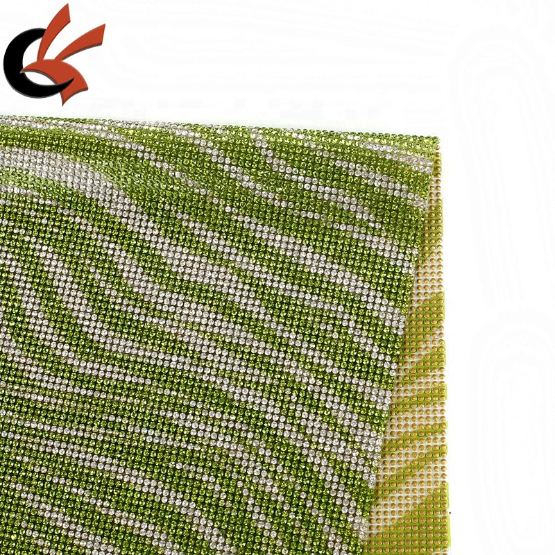 Factory wholesale full glass crystal Zebra pattern hot fix rhinestone mesh sheet