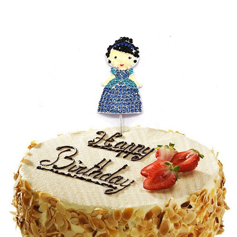 Personalized Cartoon Children Birthday Party Cake Decoration Rhinestone Birthday Cake Topper