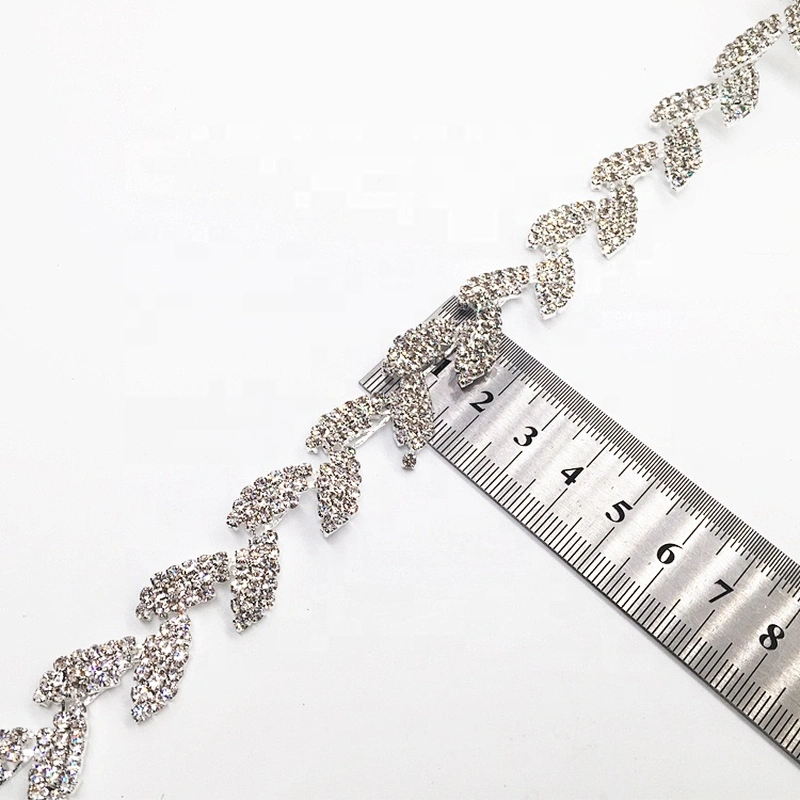 Fashion wedding dress accessories simple rhinestone chain leafage design crystal trims wholesale