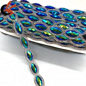 Mesh Banding Glass Trim Iron On Hot Fix Trimming For Carnival dress Decoration Rhinestone Transfer
