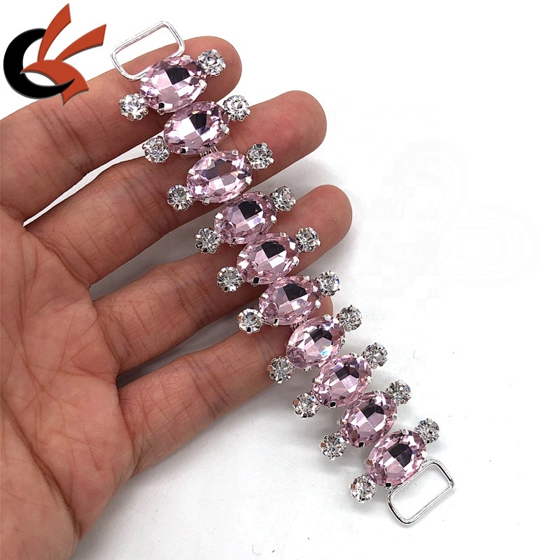 Fashion Pink glass bead crystal bikini connector for swimwear suite