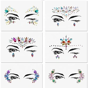 Latest design Eco-friendly DIY Diamond Face Sticker Rhinestone Stickers Body Gems Temporary Tattoo Sticker