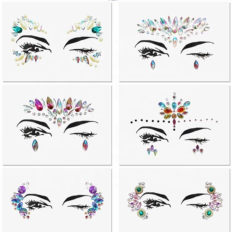Latest design Eco-friendly DIY Diamond Face Sticker Rhinestone Stickers Body Gems Temporary Tattoo Sticker