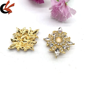 Wholesale Gold Plating Opal Beaded Rhinestone Button For Shoes Bag Buckles Accessories