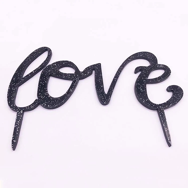 Engaged Acrylic Cake Topper for Wedding Decoration in black Glitter color