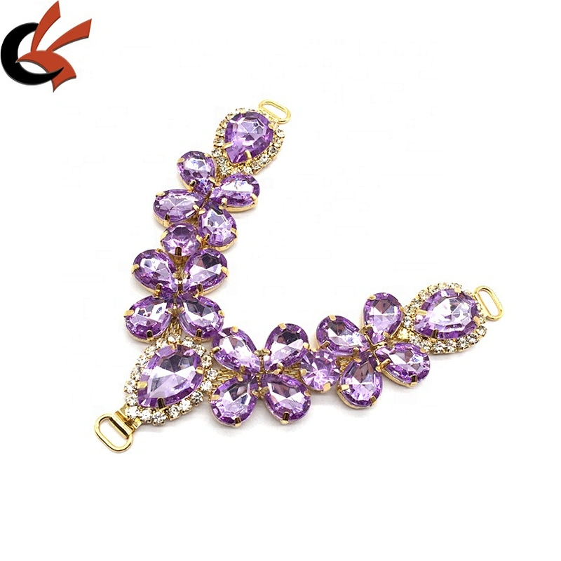 Wholesale new design lady bikini rhinestone accessories metal crystal shoe chain sandal uppers