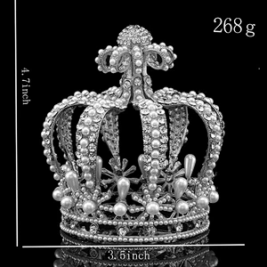 Custom pageant baroque crystal crowns wedding full round hair accessories tiara