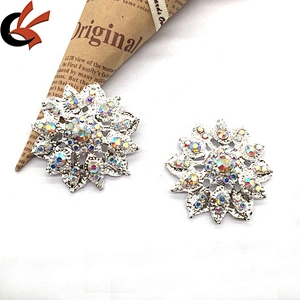 Rhinestone Crystal Brooch Buckle with Metal Loop Round Big Buttons for Sewing Crystal Shank Button Wholesale