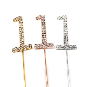 6cm Birthday Party Clear Rhinestone Diamante Number Cake Topper