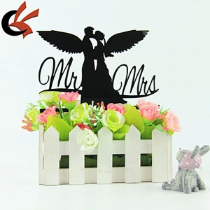 MR & MRS bride and groom Silhouette acrylic wedding cake topper