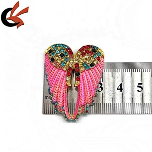 lovely pink color angel wings rhinestone crystal brooches