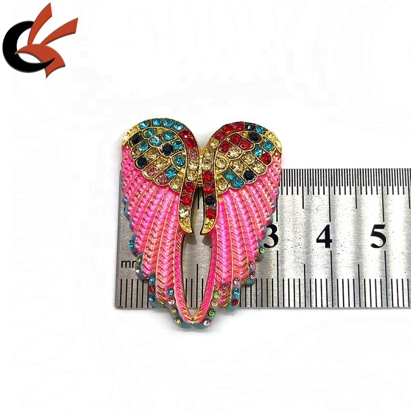 lovely pink color angel wings rhinestone crystal brooches