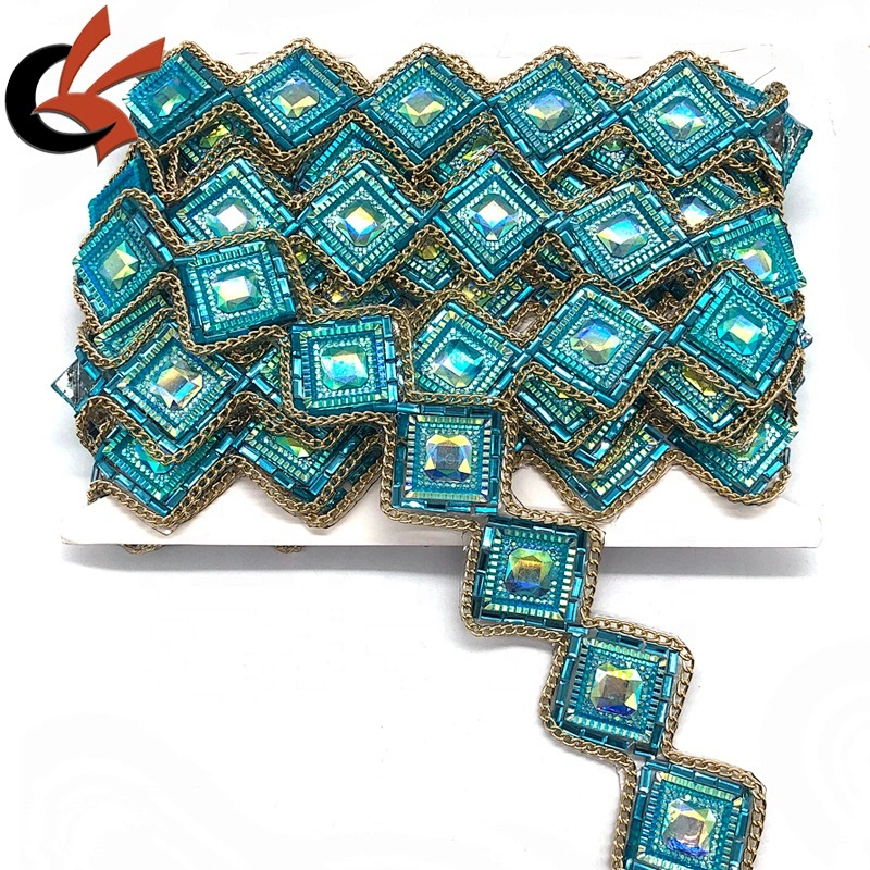 New design costume embellishment iron on fancy rhinestone chain hot fix tape trimming
