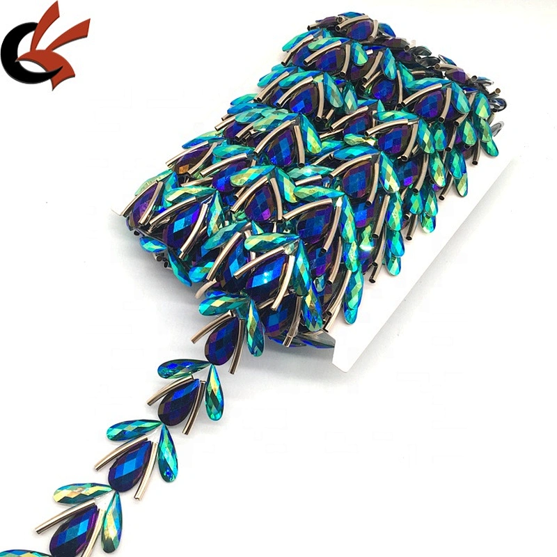Sewing available trimmed collar resin rhinestone hot fix fabric trims for cloth shoes bag