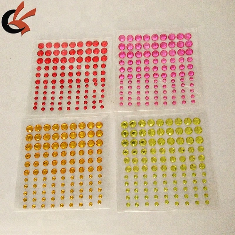 wholesale three size round adhesive gems decorative crystal acrylic sticker