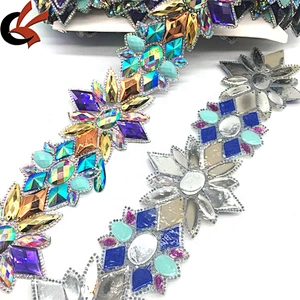 Various Colors Fabric Iron On Crystal Trimmings Banding Hot Fix Rhinestone Trims For DIY Dress Accessories