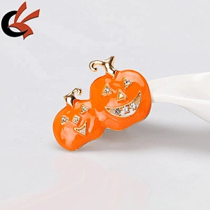 Hot sale Halloween decoration enamel pumpkin crystal rhinestone brooch pins