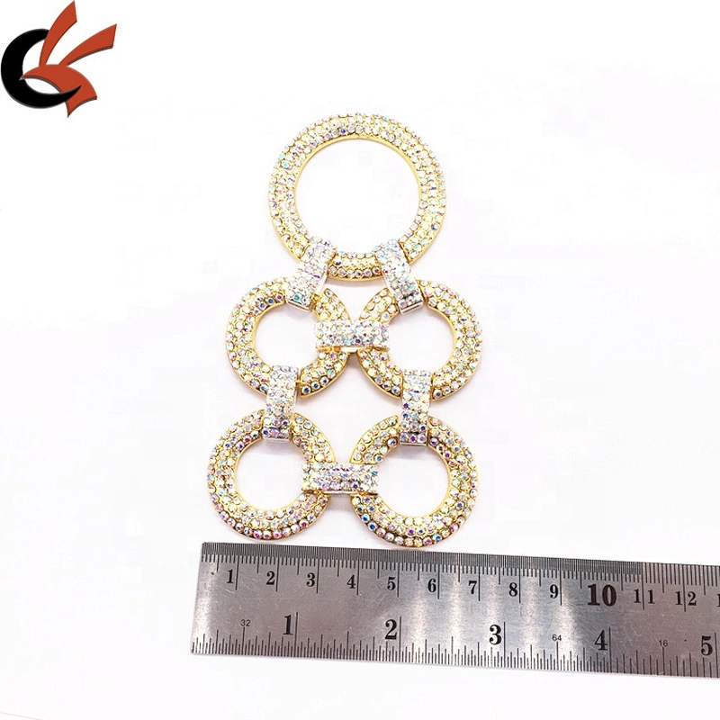 New Customize Design 2020 Alloy Metal Diamond Rhinestone Gold AB Glass Circle Crystal Bikini Connector