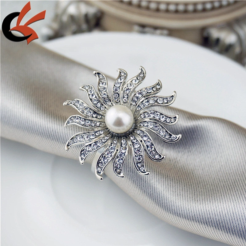 Unique wedding pearl and rhinestone napkin ring holder