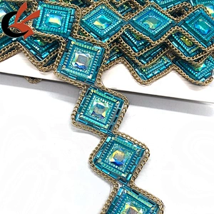 New design costume embellishment iron on fancy rhinestone chain hot fix tape trimming