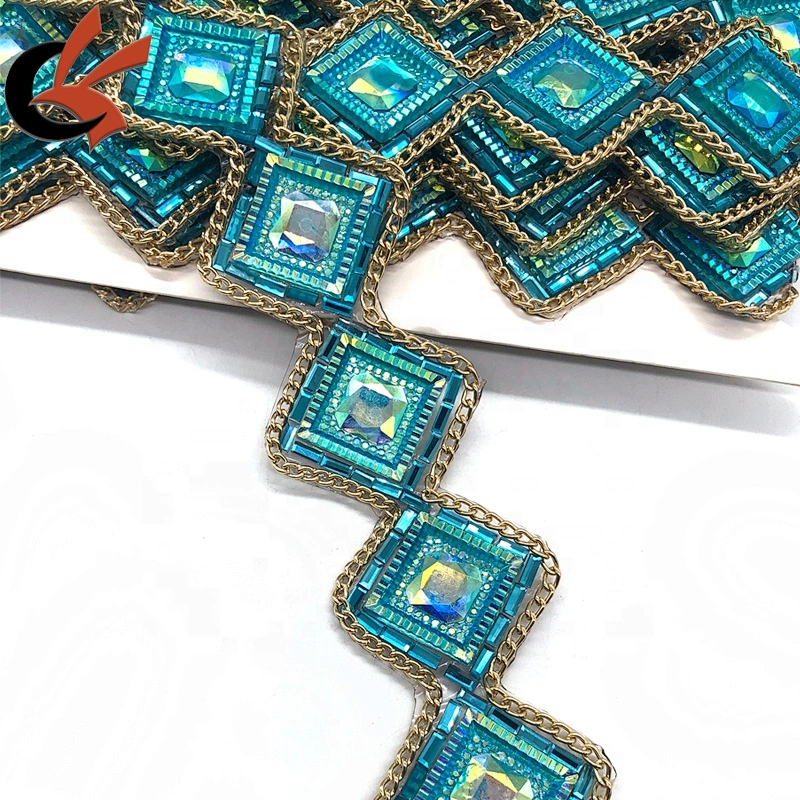 New design costume embellishment iron on fancy rhinestone chain hot fix tape trimming