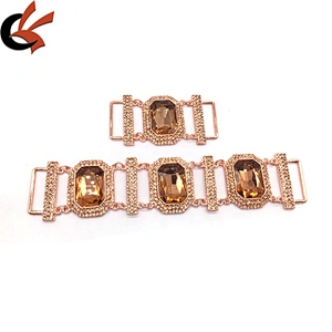 Factory customize swim suits accessories rose gold jewelry beach style rhinestone bikini connectors