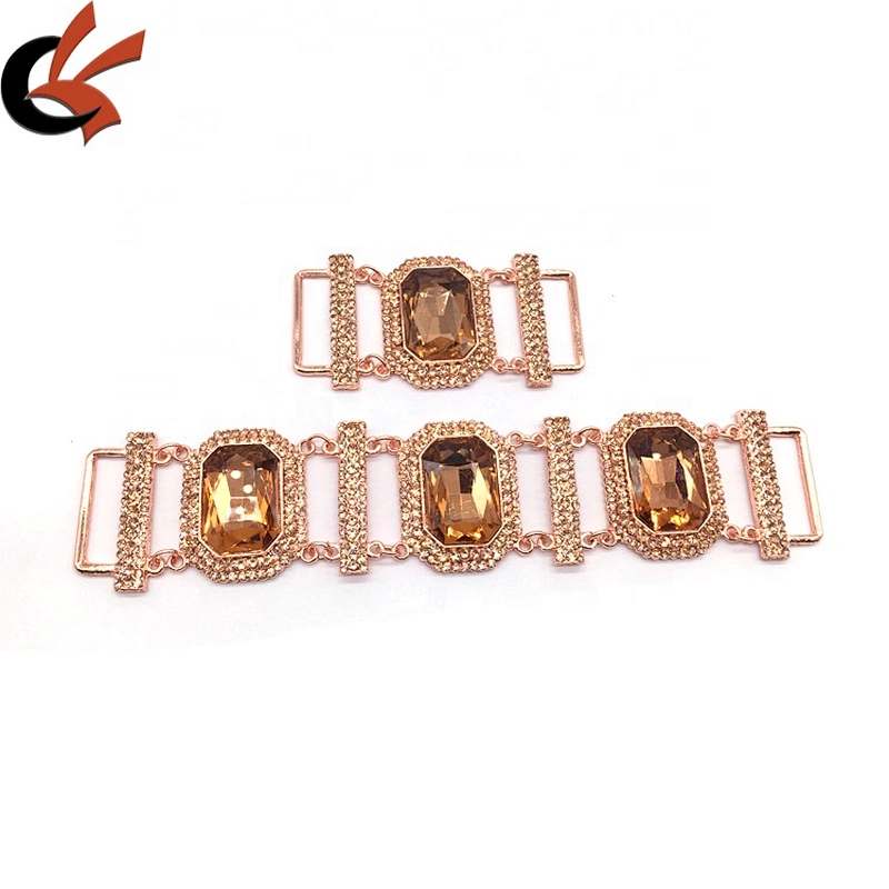 Factory customize swim suits accessories rose gold jewelry beach style rhinestone bikini connectors