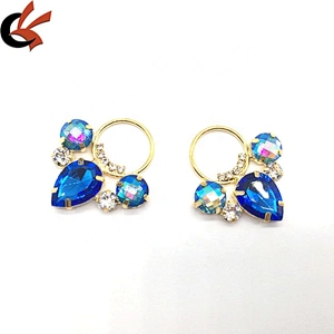 Hot new designed rhinestone blue crystal women bikini ring buckle style connector for swimsuit