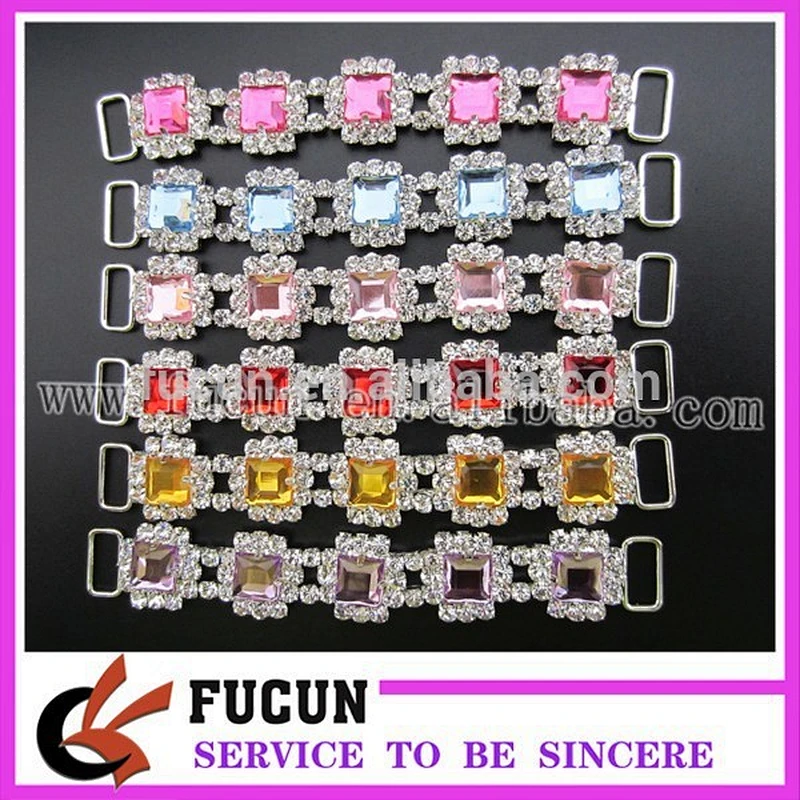 China hot sale crystal rhinestone bikini connectors for swimwear accessories